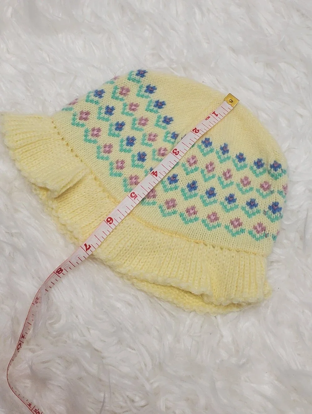 VTG yellow floral adorable hat 80s/90s
